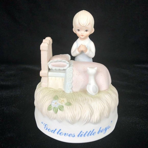 Lefton China Other - VTG Lefton Music Box Plays Jesus Loves Me Boy Pray